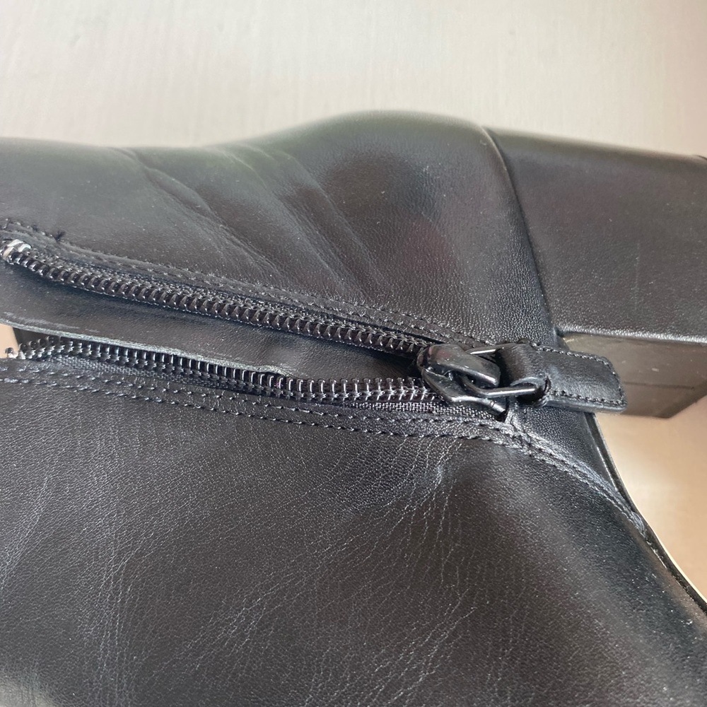 Worn once Cole Haan Black Leather Ankle Boots with chunky heel & zipper closure - Picture 10 of 12